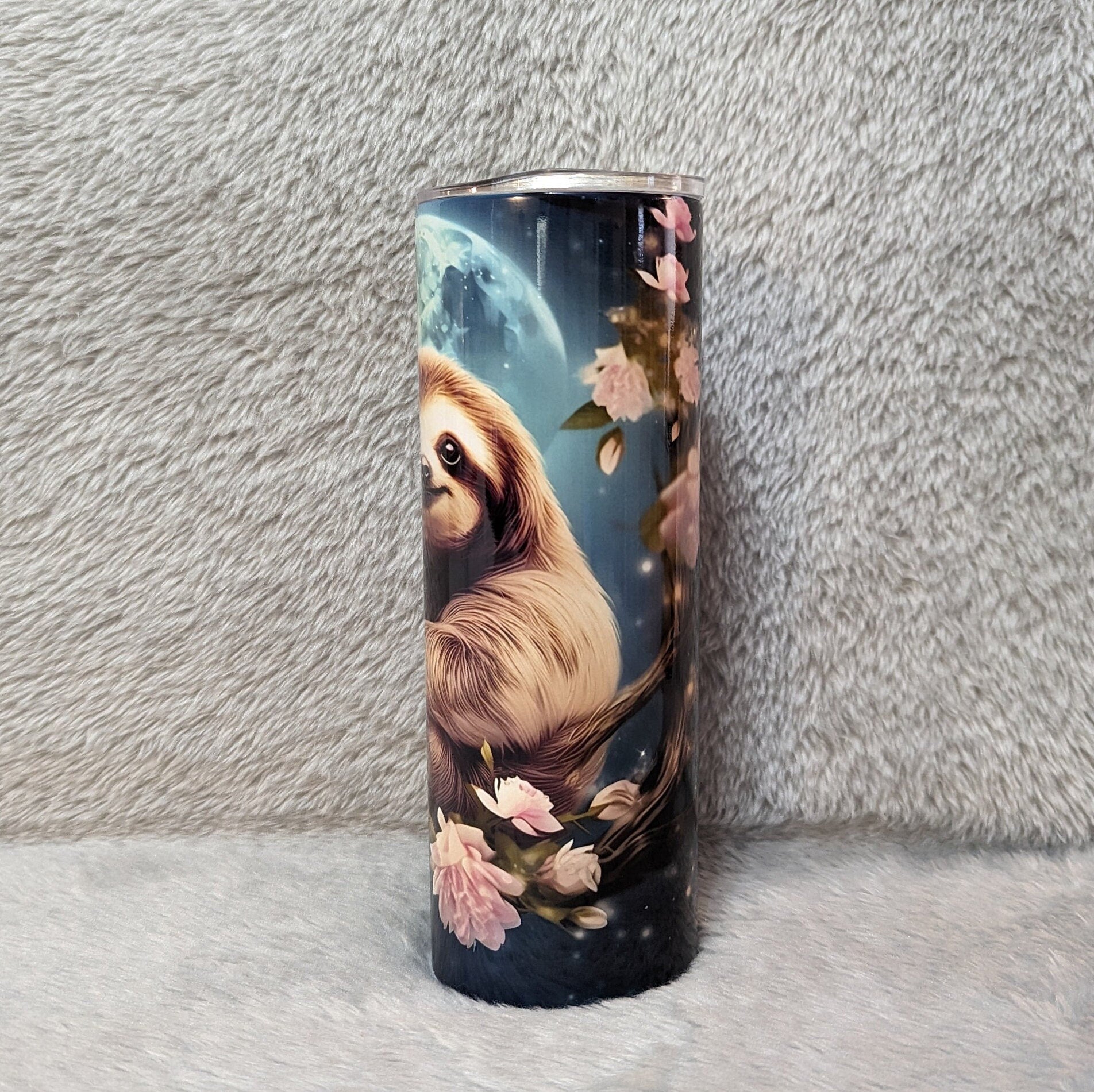Sloth Tumbler 20oz With Reusable Straw, Can Be Personalized