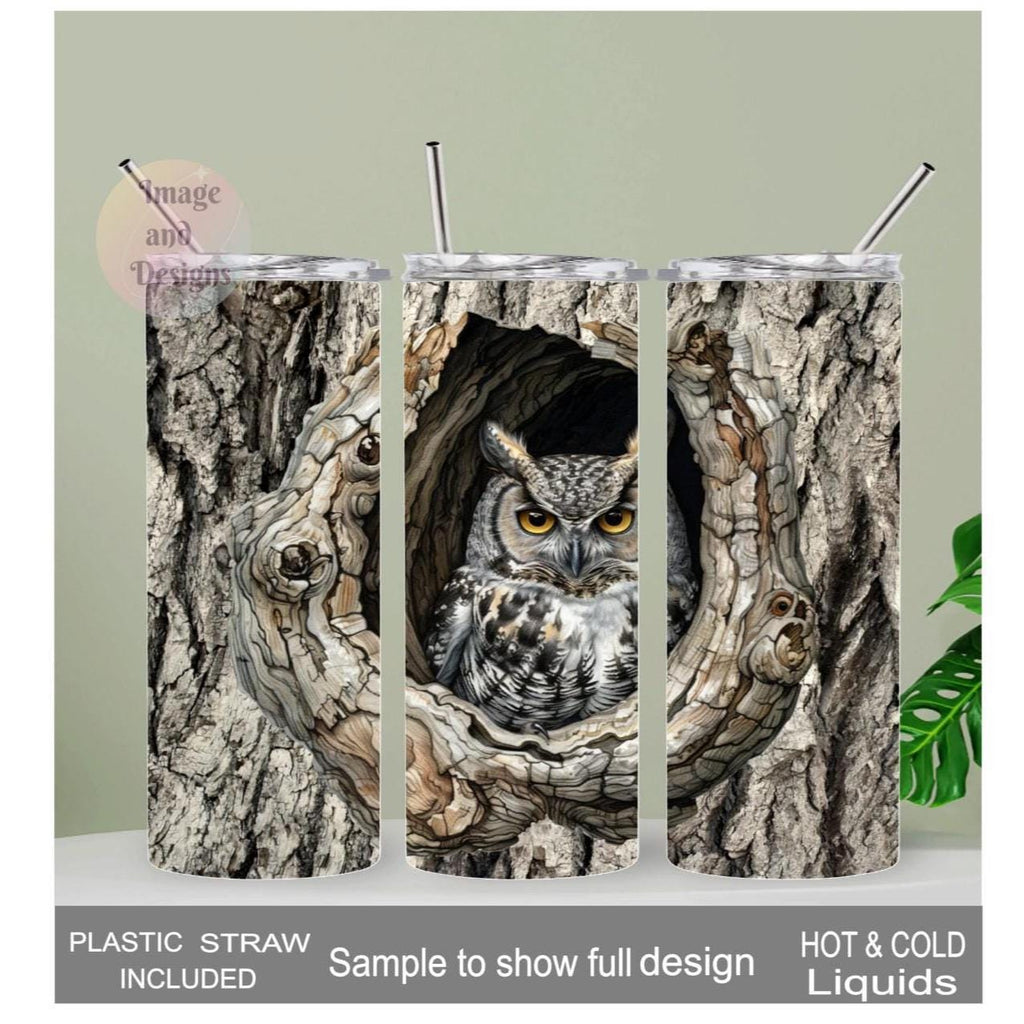 Owl Tumbler 20oz With Reusable Straw, Can Be Personalized