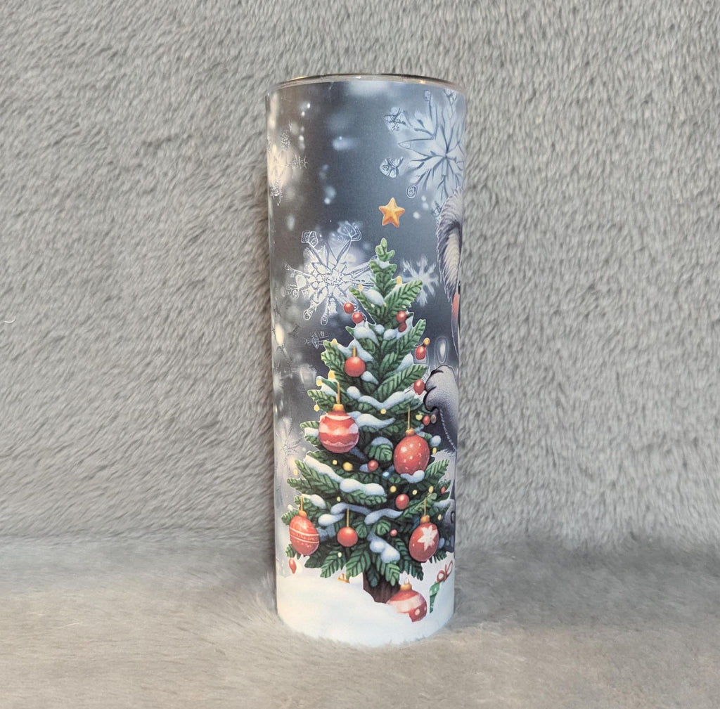 Koala Bear Christmas Tumbler 20oz With Reusable Straw, Can Be Personalized