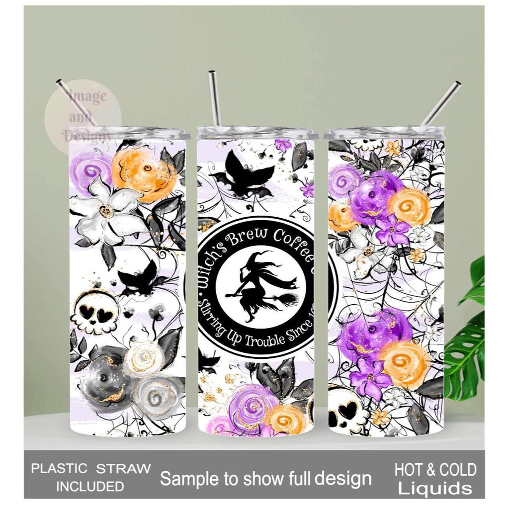 Witch Tumbler 20oz With Reusable Straw, Can Be Personalized