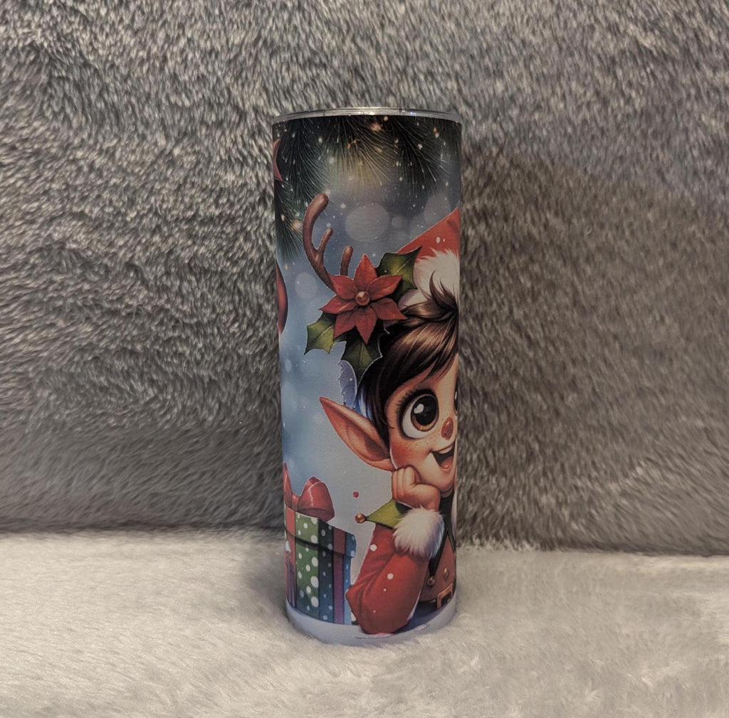Christmas Elf Tumbler 20oz With Reusable Straw, Can Be Personalized