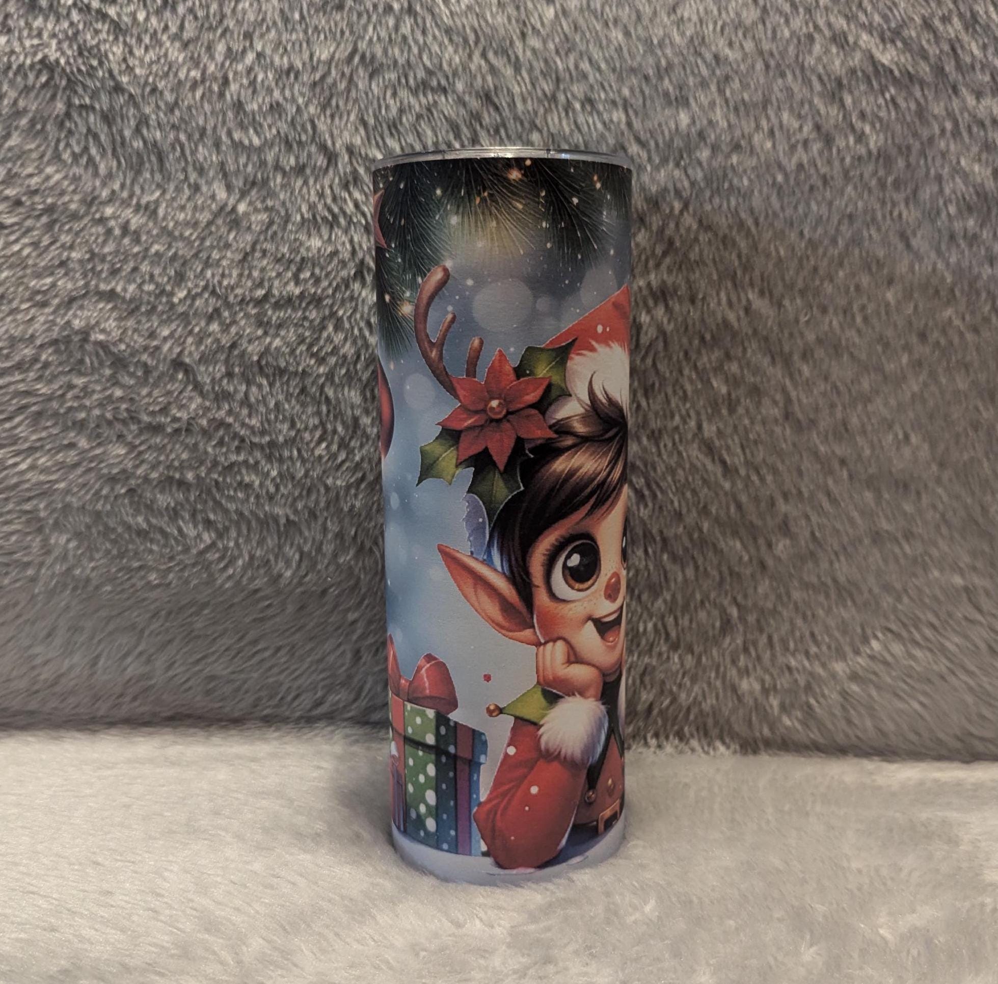 Christmas Elf Tumbler 20oz With Reusable Straw, Can Be Personalized