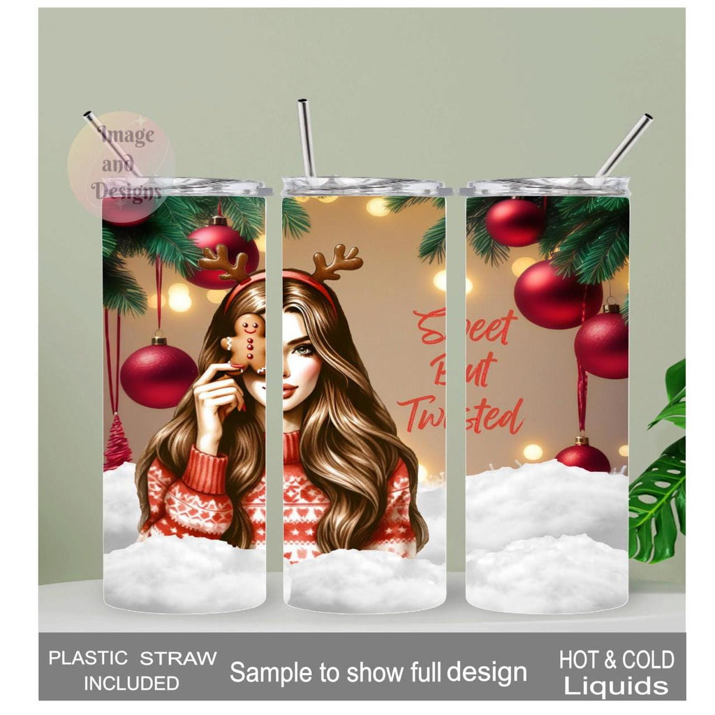Sweet But Twisted Girl Tumbler 20oz With Reusable Straw, Can Be Personalized