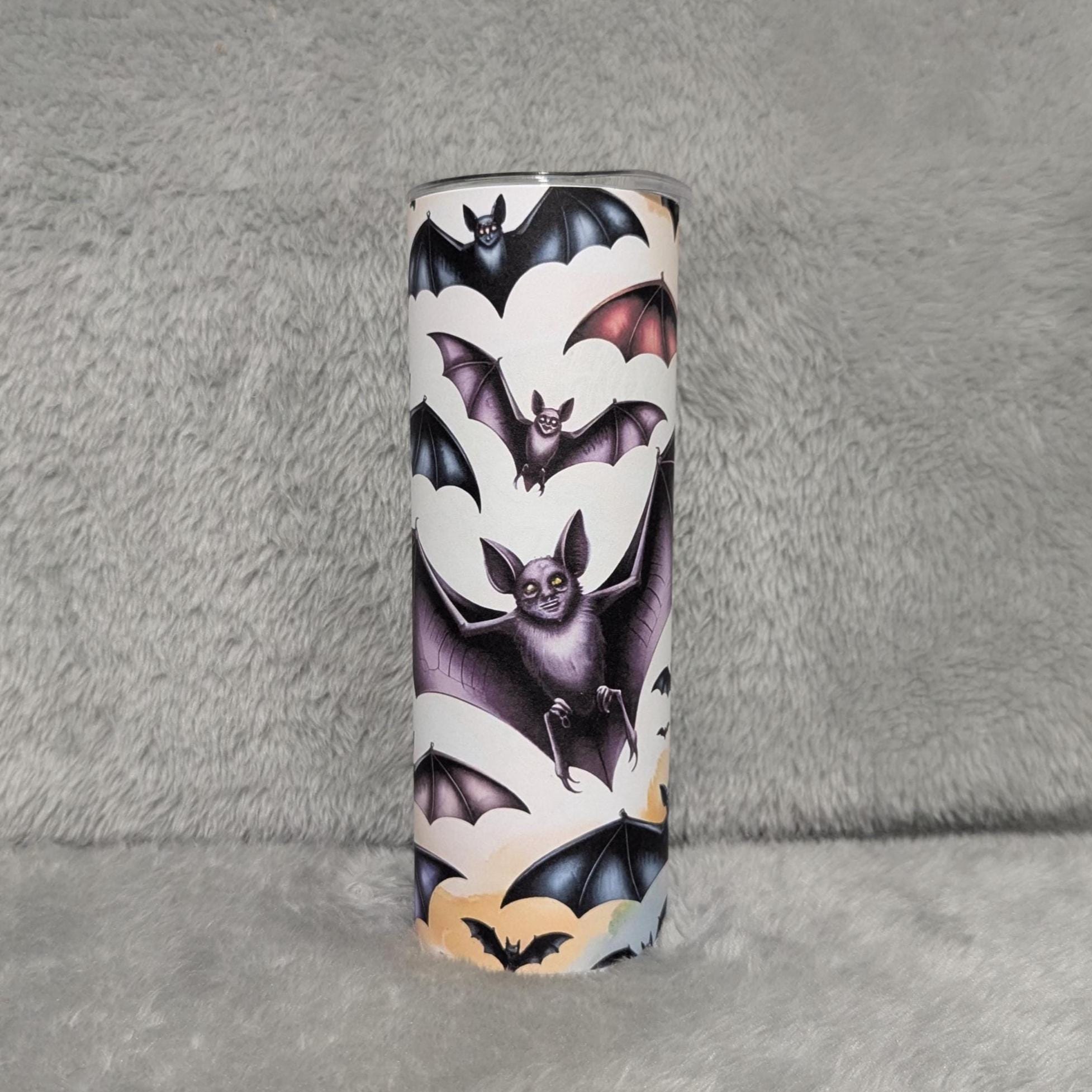 Bat Tumbler 20oz With Reusable Straw, Can Be Personalized
