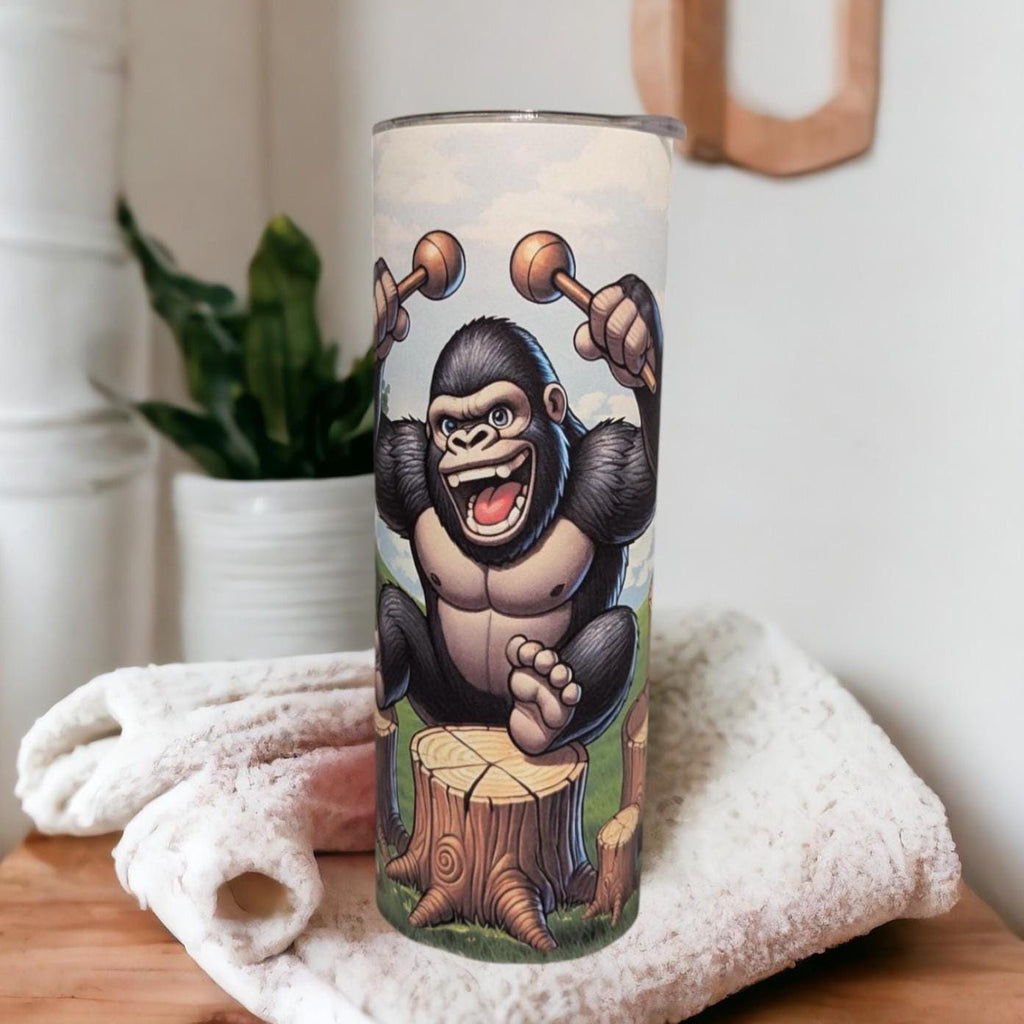 Fun Gorilla Tumbler 20oz With Reusable Straw, Can Be Personalized