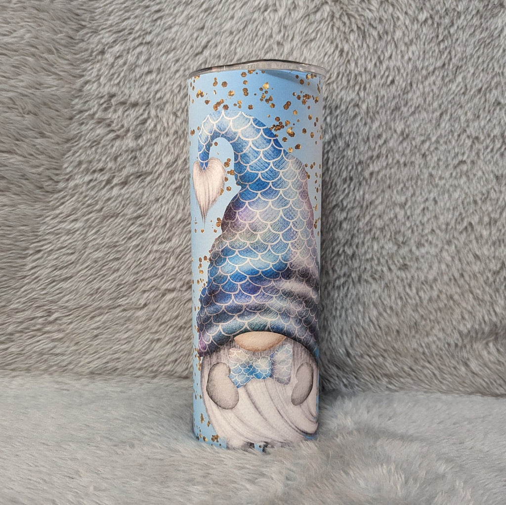 Mermaid Gnome Couple Tumbler 20oz With Reusable Straw, Can Be Personalized