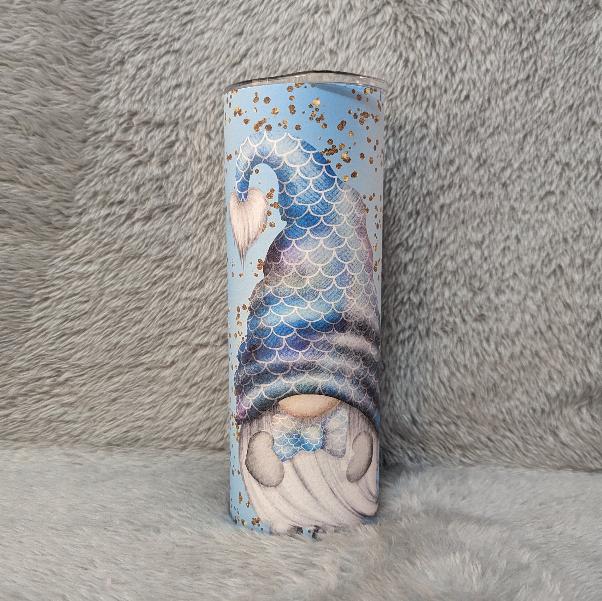 Mermaid Gnome Couple Tumbler 20oz With Reusable Straw, Can Be Personalized