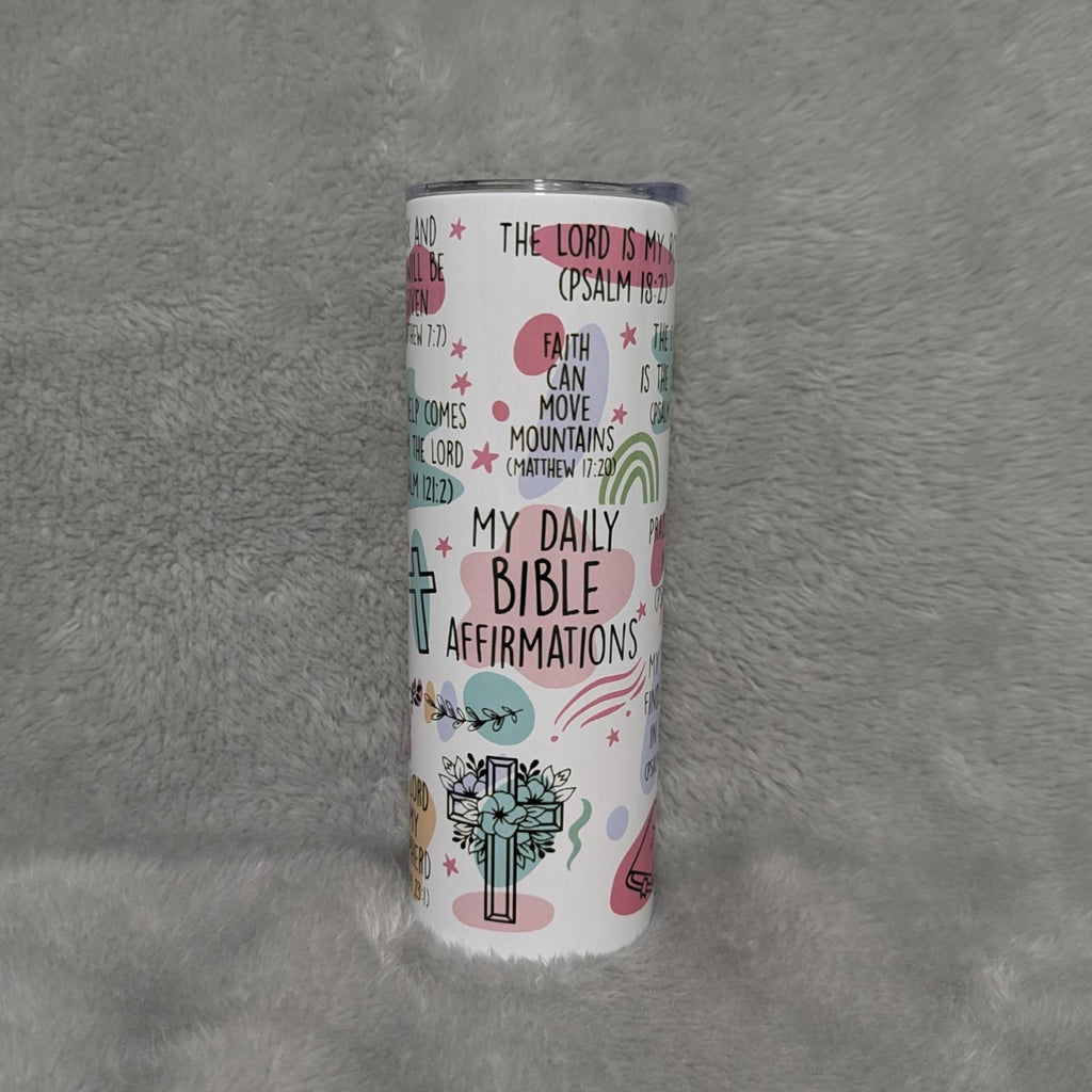 My Daily Bible Affirmations Tumbler 20oz With Reusable Straw