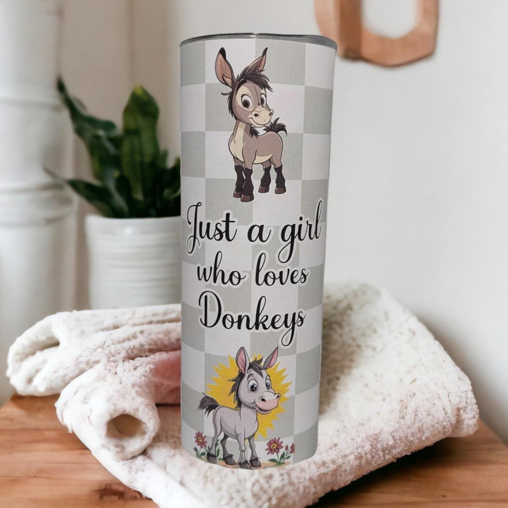 Juat A Girl Who Loves Donkeys Tumbler 20oz With Reusable Straw