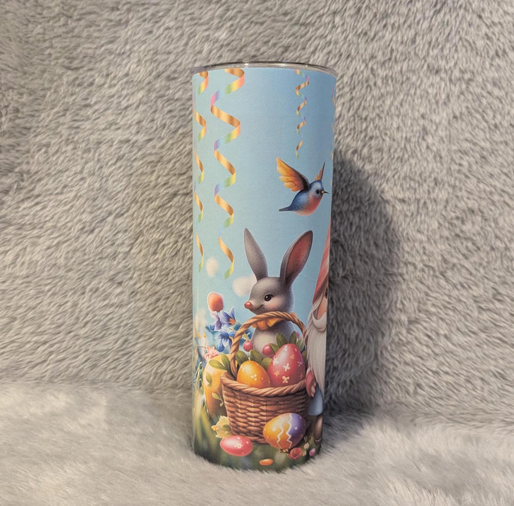 Easter Gnome Tumbler 20oz With Reusable Straw, Can Be Personalized