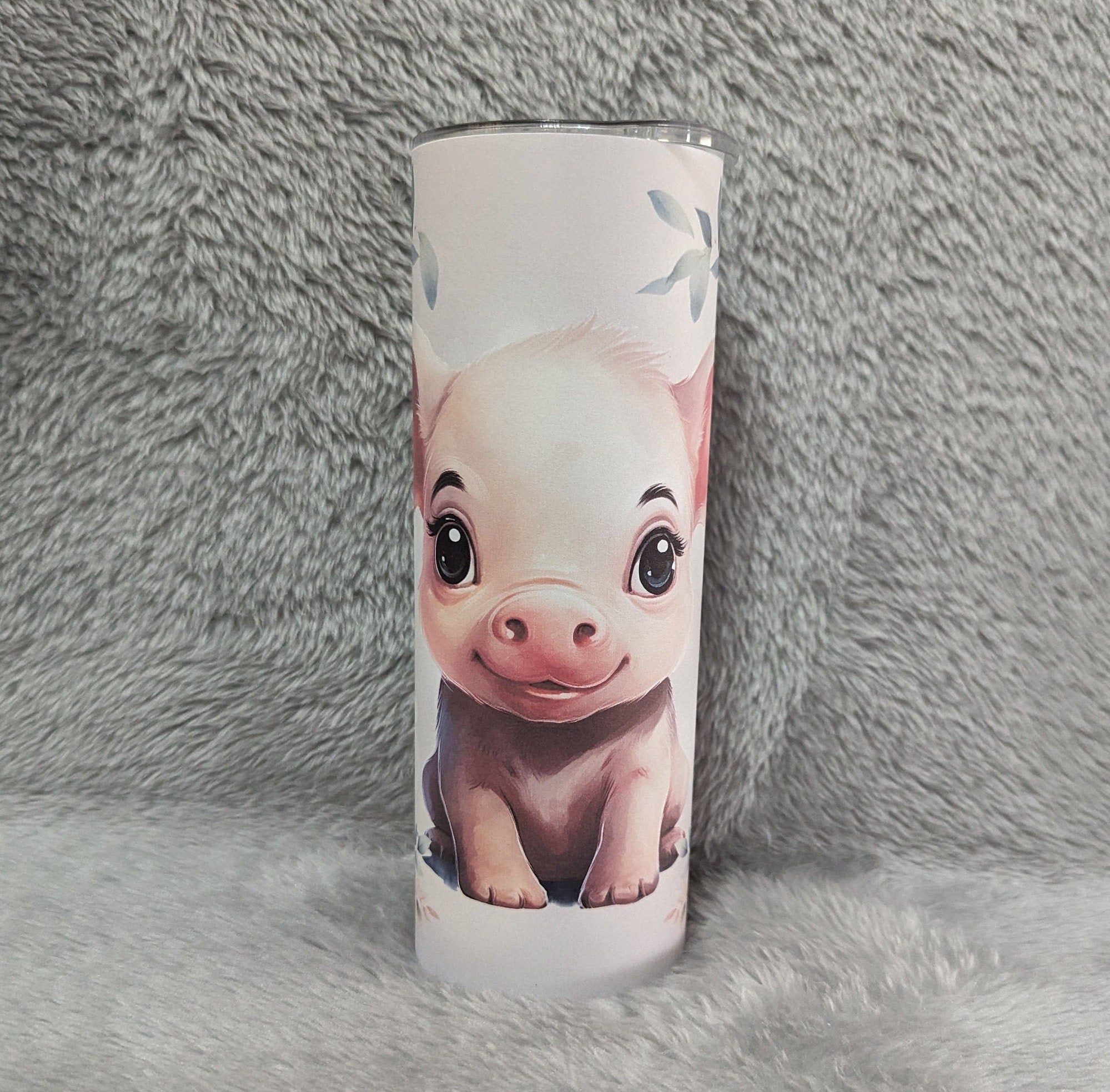 Pig Tumbler 20oz With Reusable Straw, Can Be Personalized