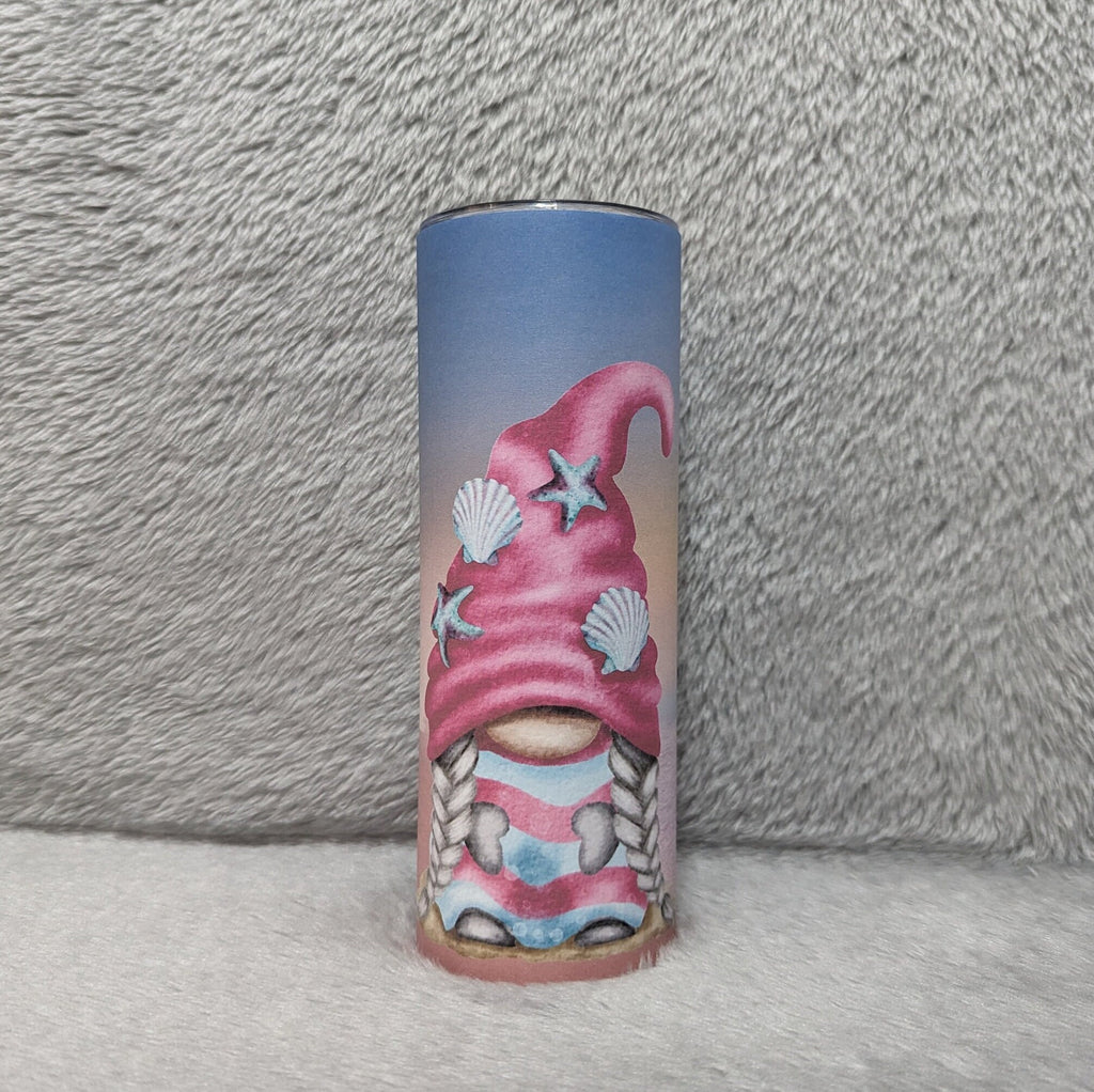Girl Beach Gnome Tumbler Life Is Better At The Beach 20oz With Reusable Straw, Can Be Personalized