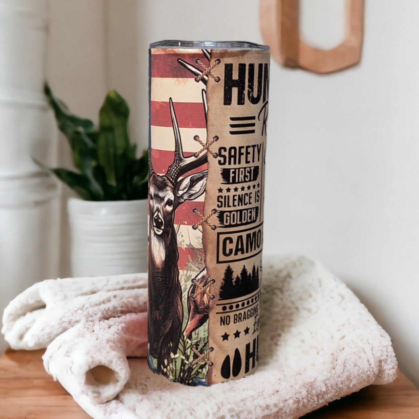 Deer Hunting Rules Tumbler 20oz With Reusable Straw, Can Be Personalized