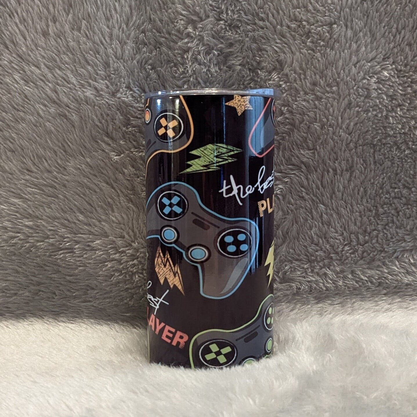 The Best Player Video Game Tumbler 15oz With Reusable Straw, Can Be Personalized