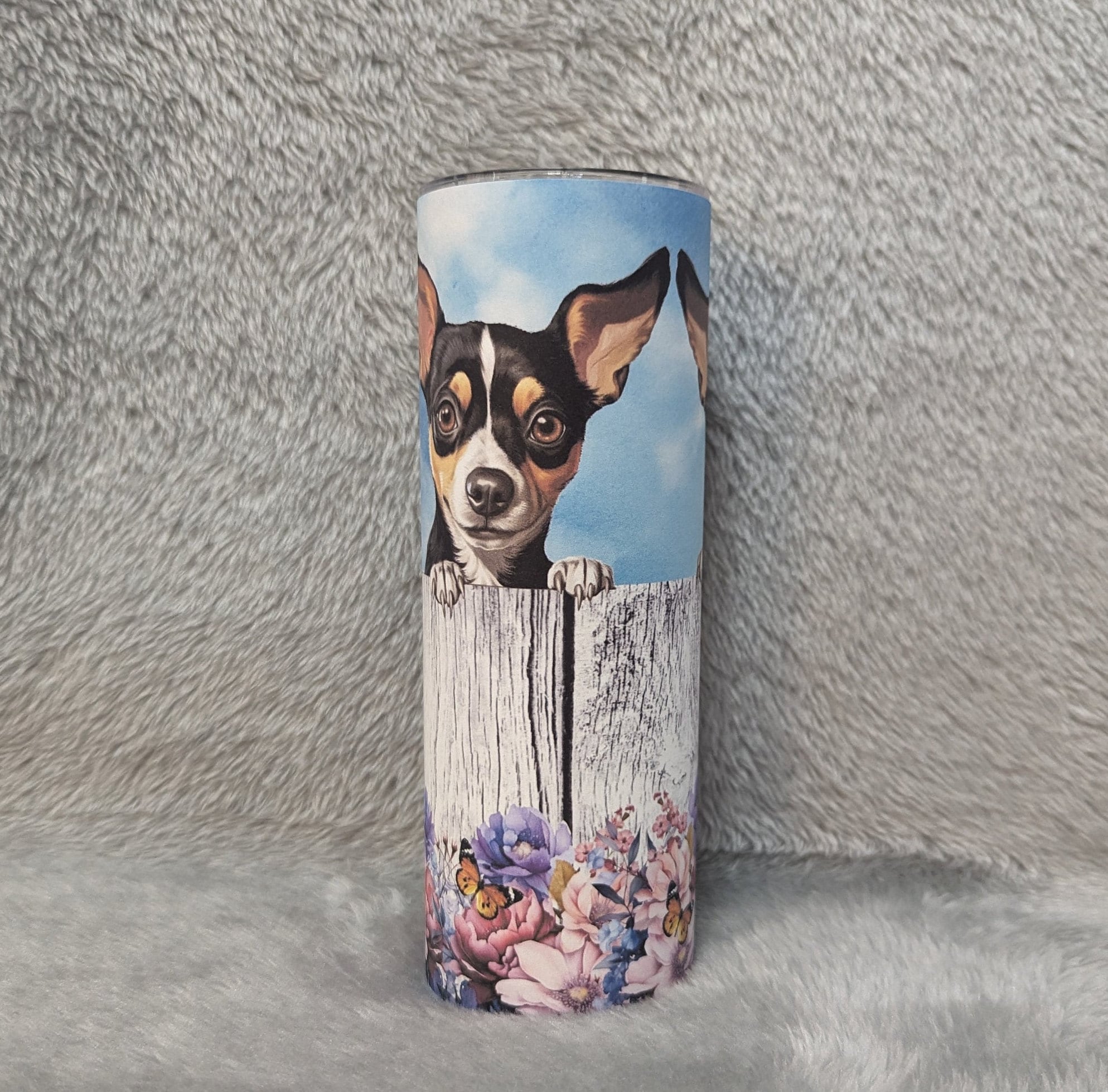 Adorable Terrier Dog Tumbler 20oz With Reusable Straw, Can Be Personalized