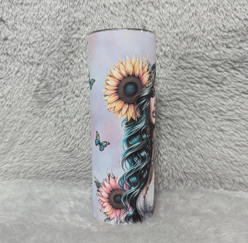Boho Floral Girl 20oz Tumbler Can Be Personalized