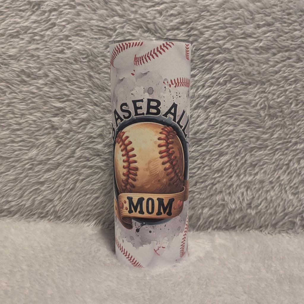 Baseball Mom Tumbler 20oz With Reusable Straw, Can Be Personalized