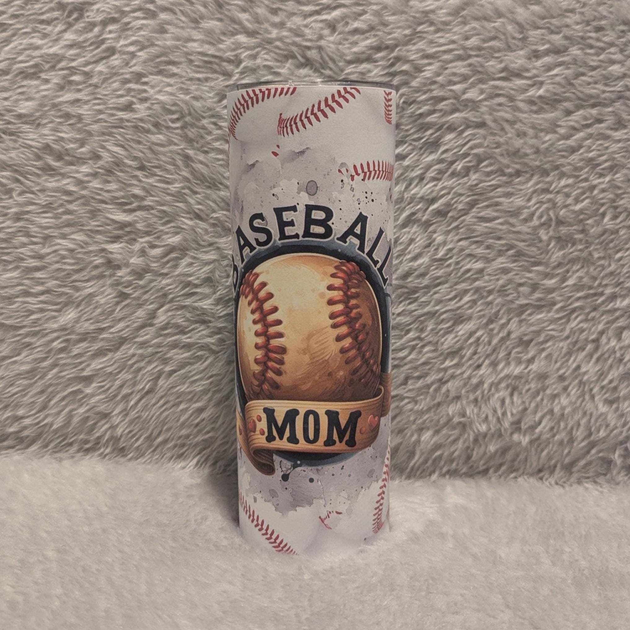 Baseball Mom Tumbler 20oz With Reusable Straw, Can Be Personalized