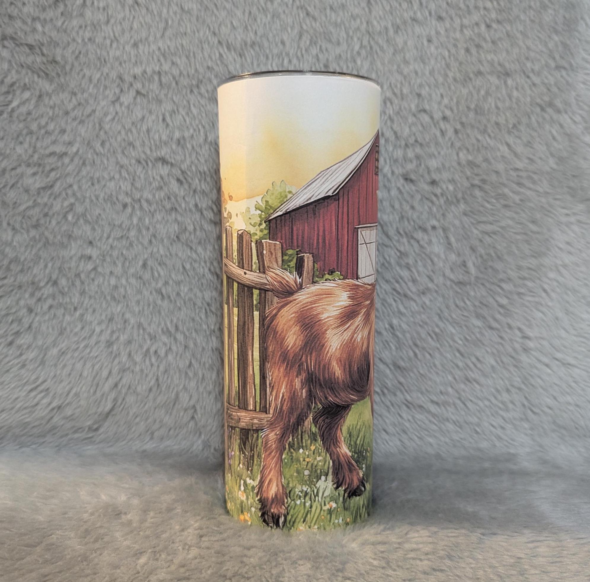 Cute Goat Tumbler 20oz With Reusable Straw, Can Be Personalized