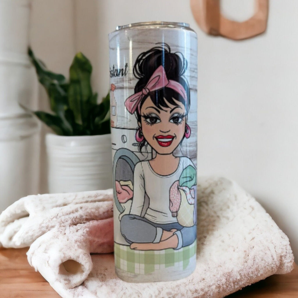 Laundry Girl Tumbler 20oz With Reusable Straw, Can Be Personalized