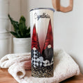 Pretty Gnome Tumbler With Four Gnomes and A Glitter Design 20oz With Reusable Straw, Can Be Personalized