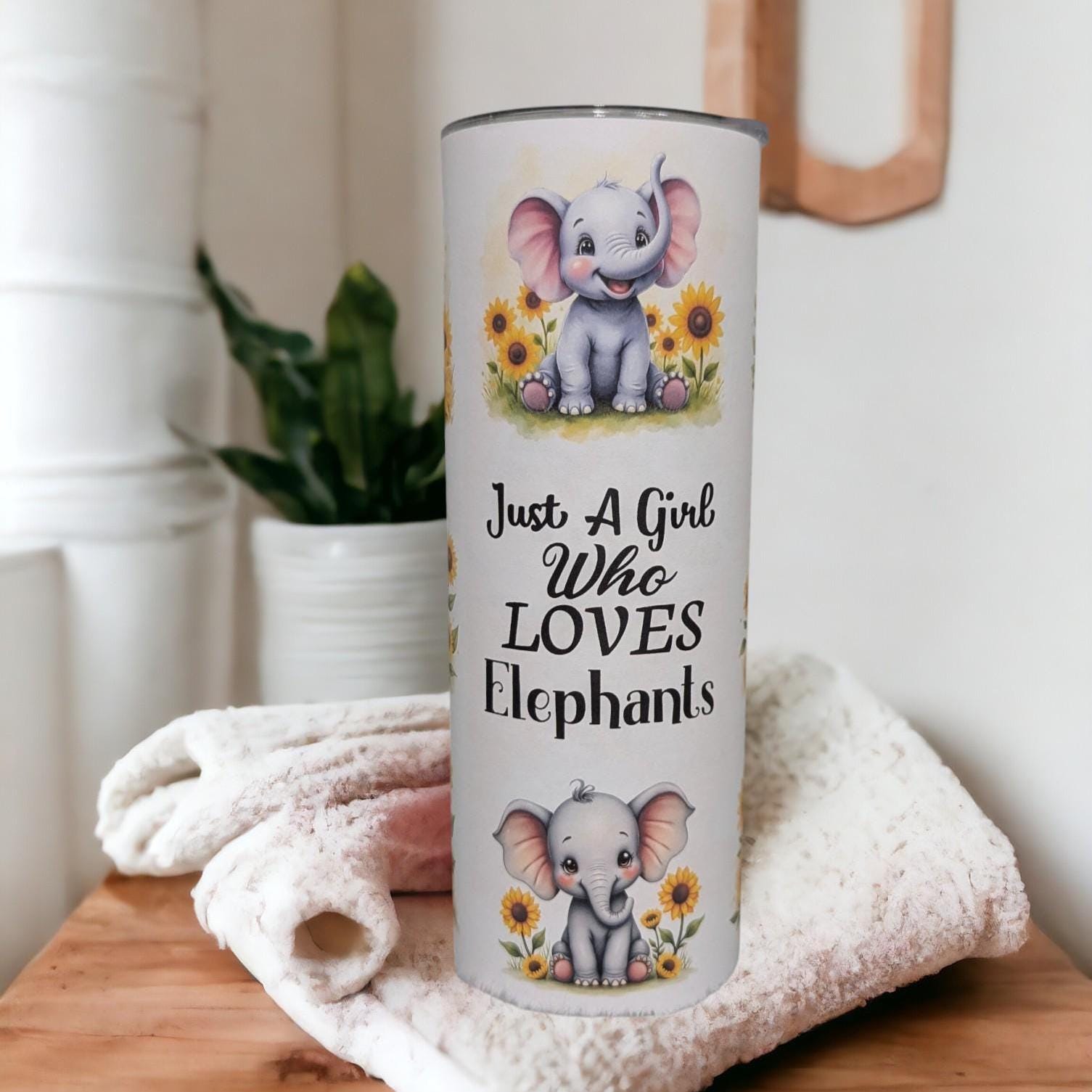 Just A Girl Who Loves Elephants Tumbler 20oz With Reusable Straw