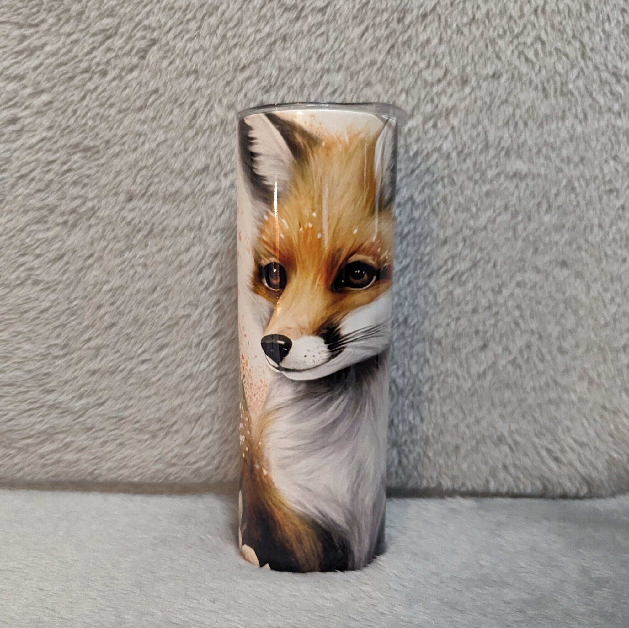 Fox Tumbler 20oz With Reusable Straw, Can Be Personalized