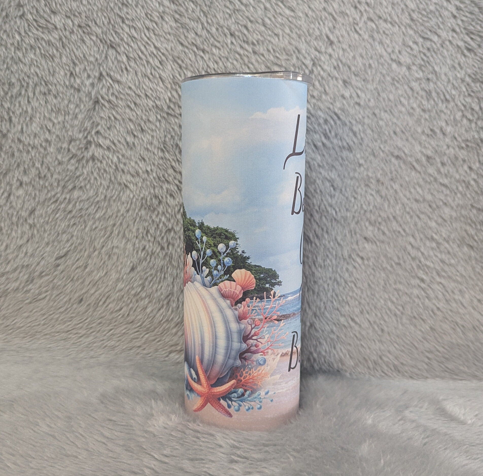 Life Is Better On The Beach Beach Tumbler 20oz With Reusable Straw, Can Be Personalized