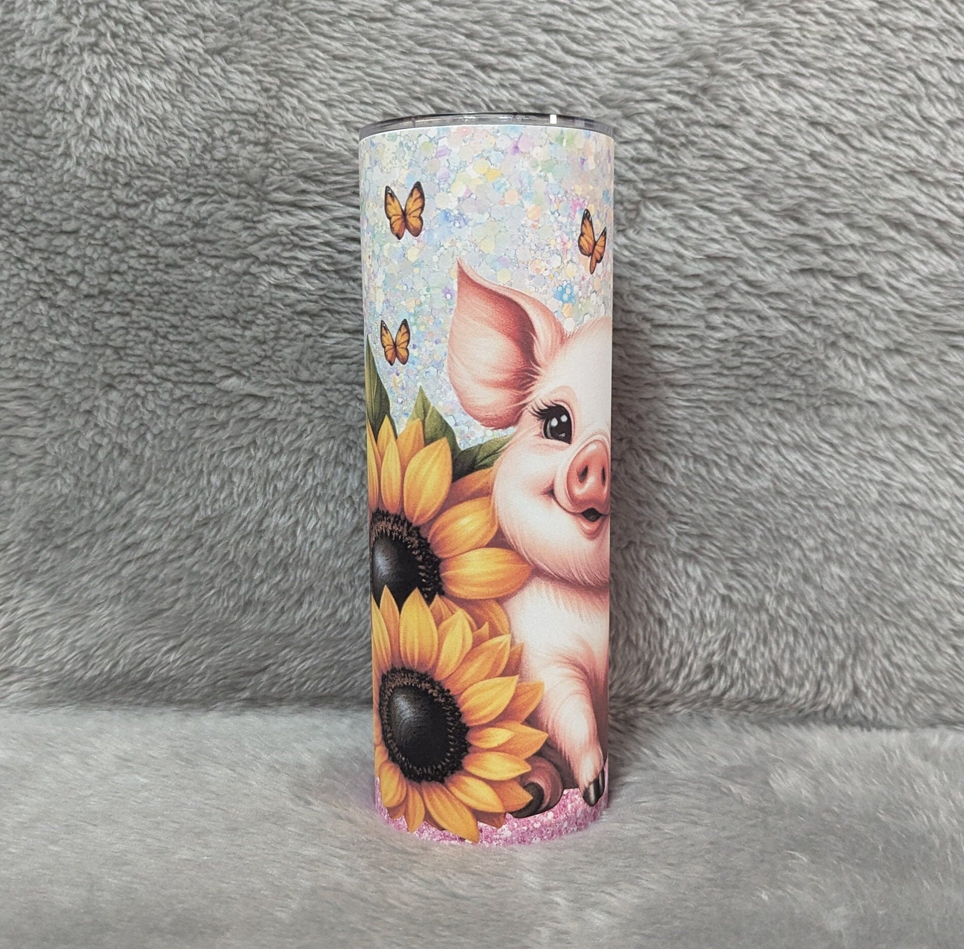 Pretty Pig Tumbler 20oz With Reusable Straw, Can Be Personalized