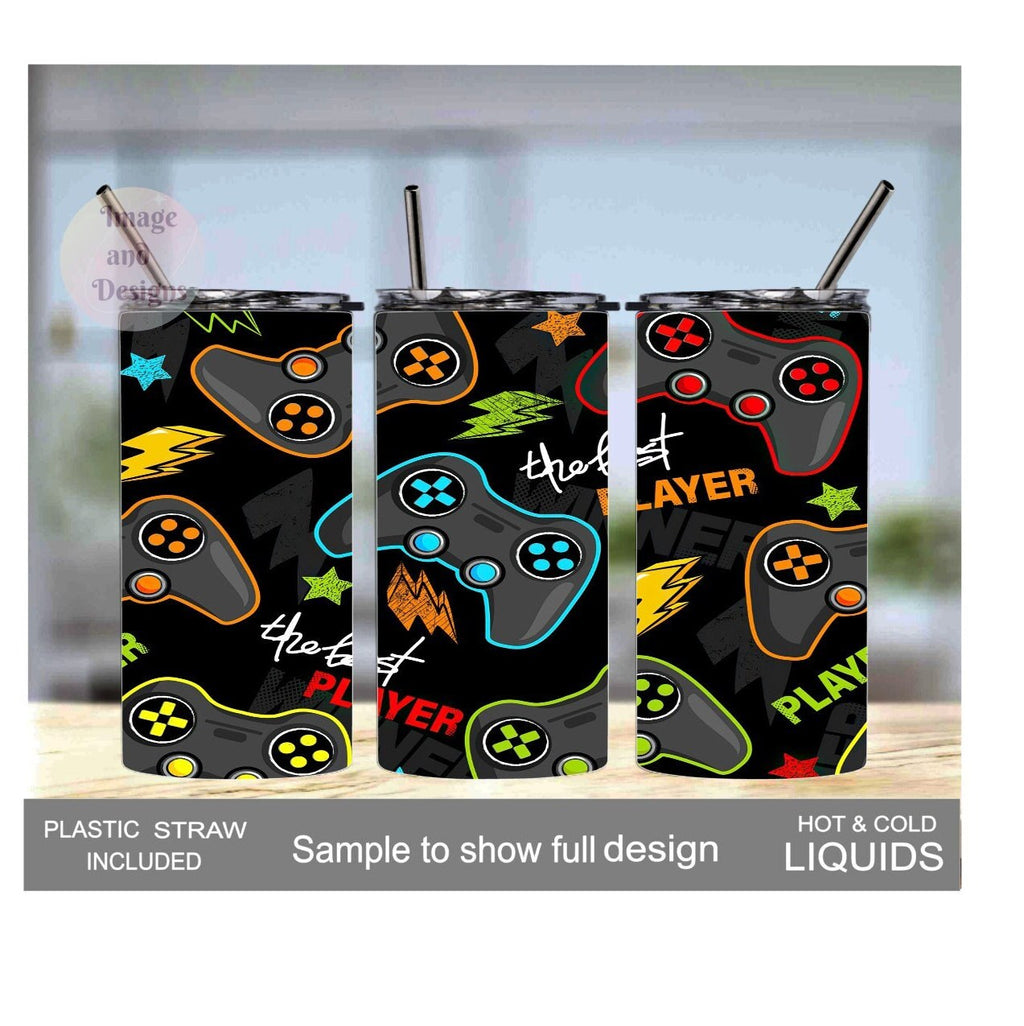 The Best Player Video Game Tumbler 15oz With Reusable Straw, Can Be Personalized