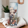 Christmas  - Winter Highland Cow Tumbler 20oz With Reusable Straw, Can Be Personalized