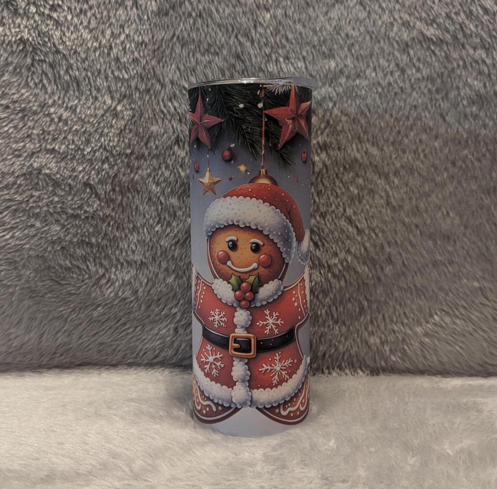 Gingerbread Man Tumbler 20oz With Reusable Straw, Can Be Personalized