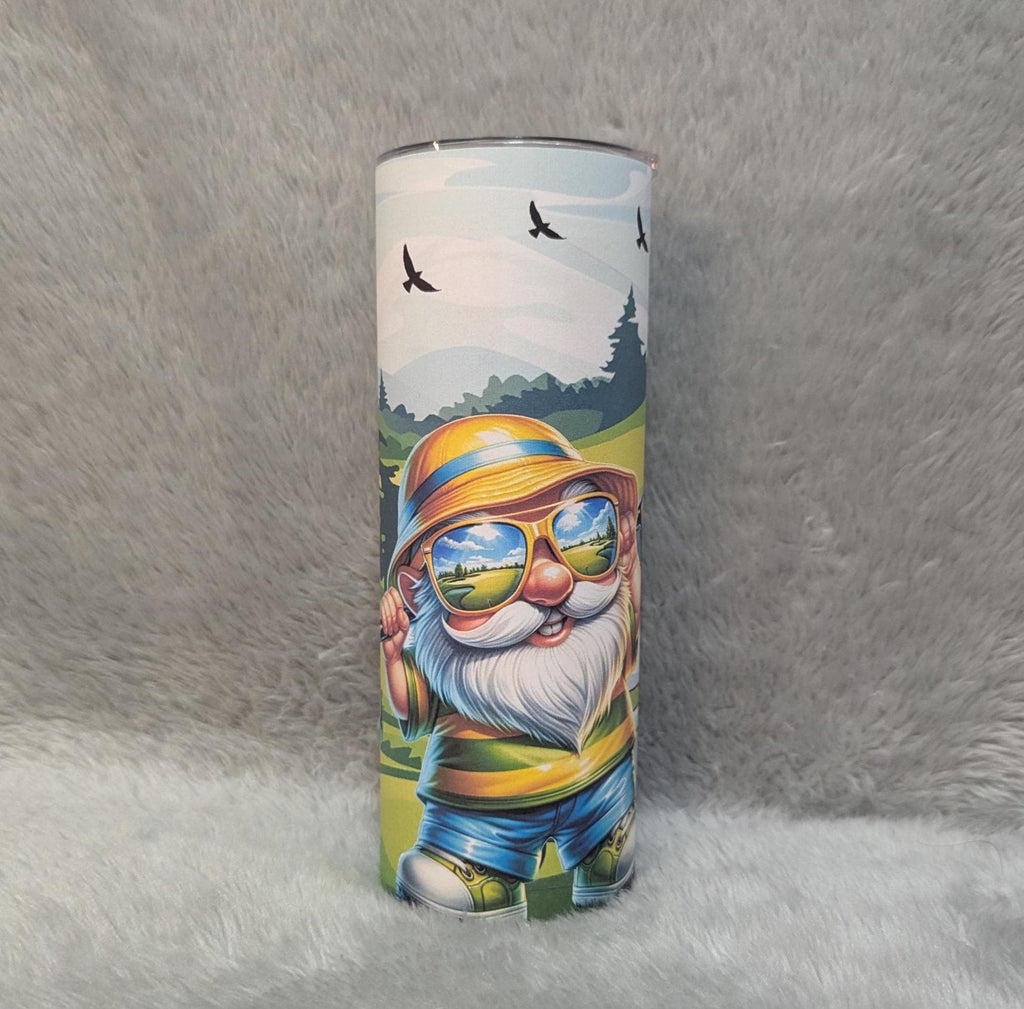 Golfing Gnome Tumbler 20oz With Reusable Straw, Can Be Personalized