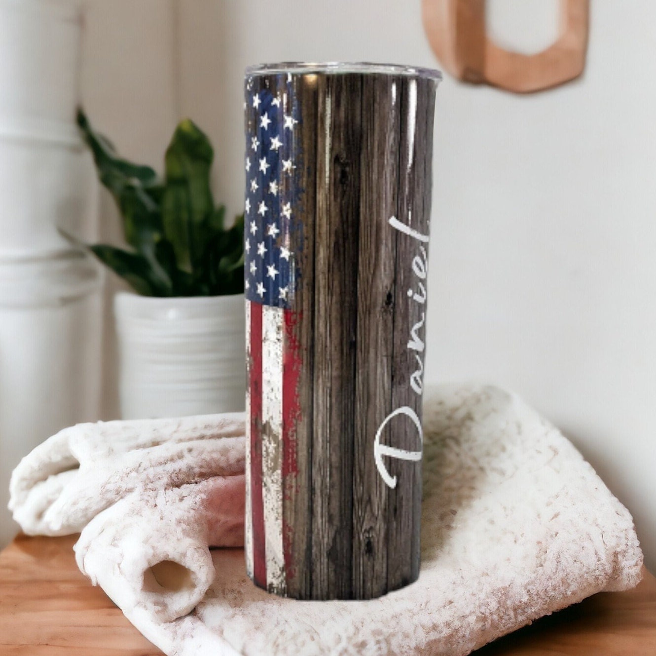 Patriotic Tumbler 20oz With Reusable Straw, Can Be Personalized