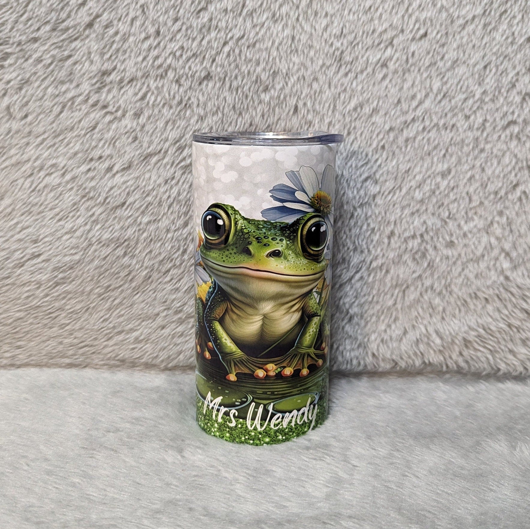 Kids Frog Tumbler 15oz With Reusable Straw, Can Be Personalized