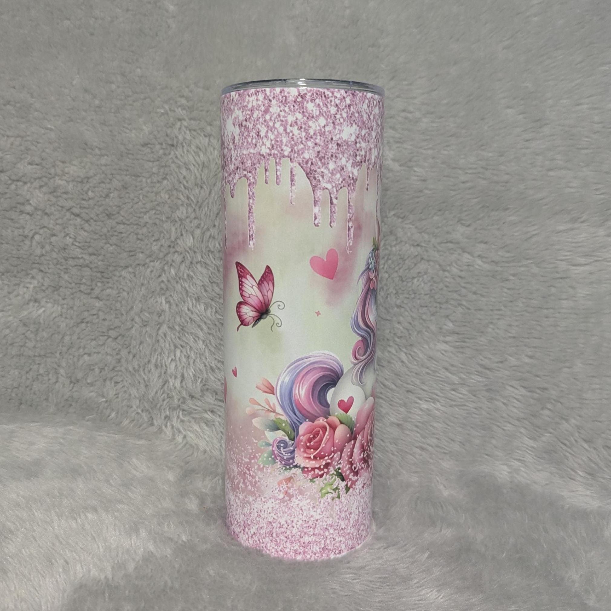 Unicorn Tumbler with A Glitter Design 20oz With Reusable Straw, Can Be Personalized