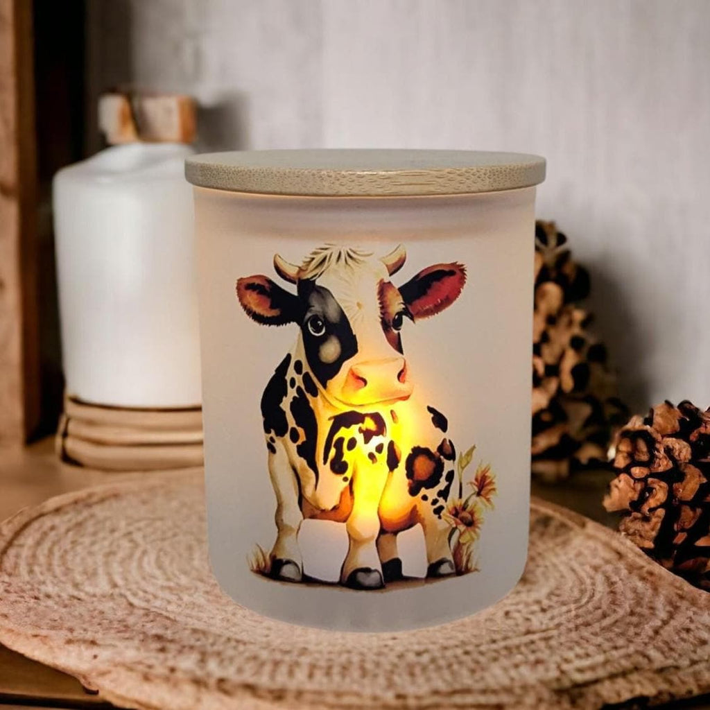 Cow Candle Holder With A Battery Operated Flickering Tea Light