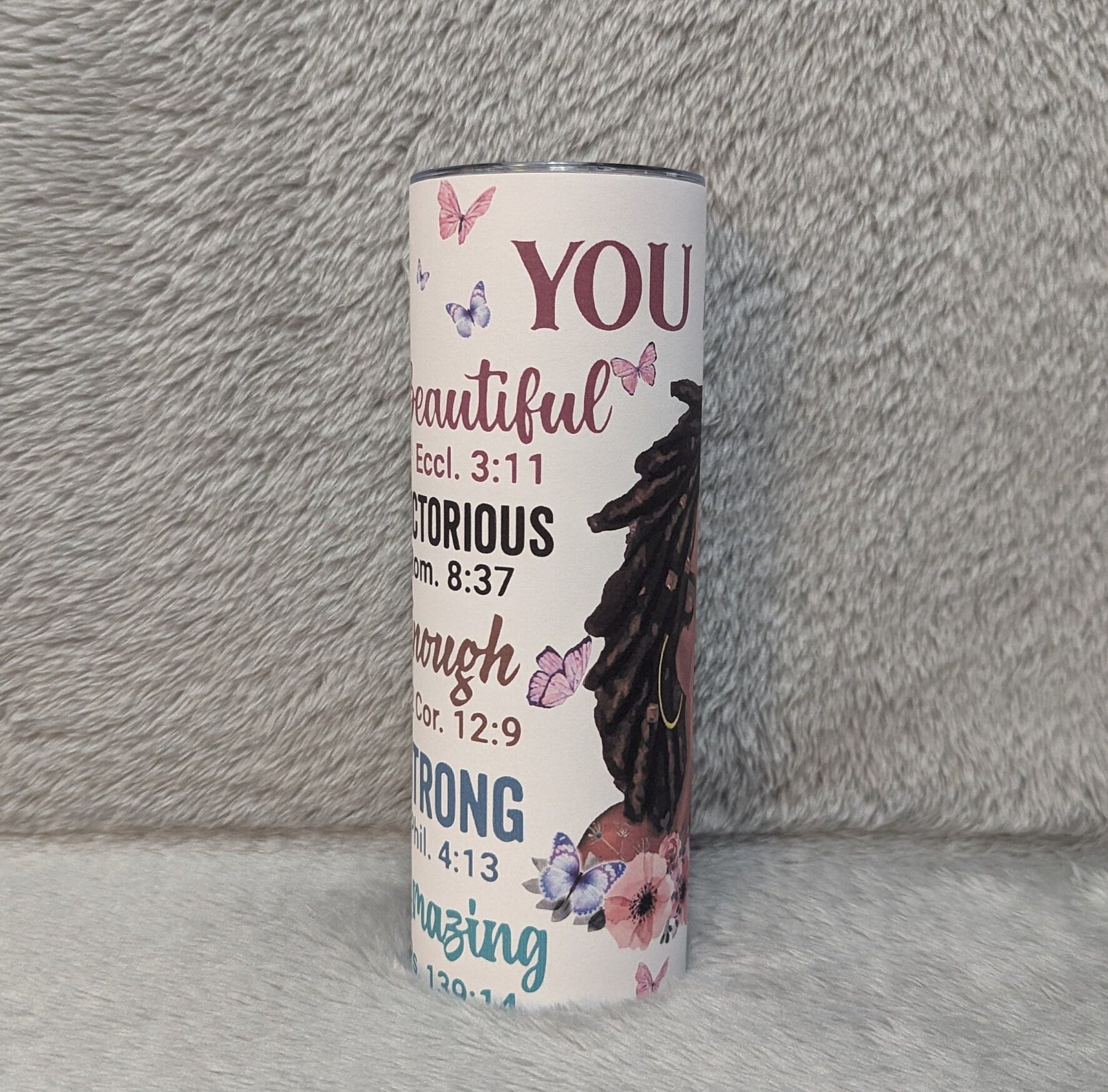You Are Beautiful Tumbler Featuring Inspirational Bible Verses 20oz With Reusable Straw