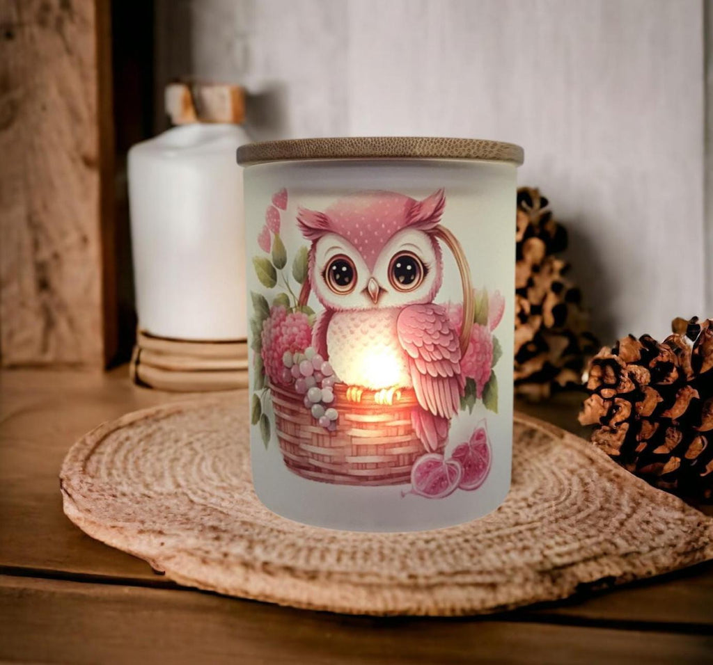 Owl Candle Holder With A Battery Operated Flickering Tea Light