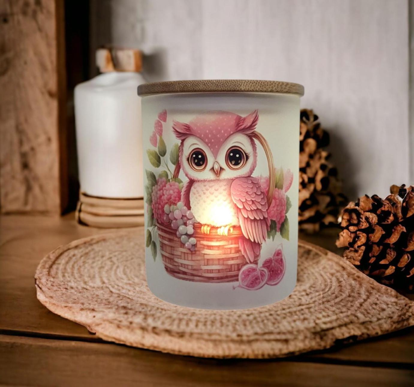 Owl Candle Holder With A Battery Operated Flickering Tea Light