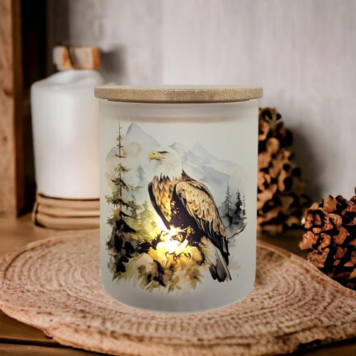 Eagle Candle Holder With A Battery Operated Flickering Tea Light