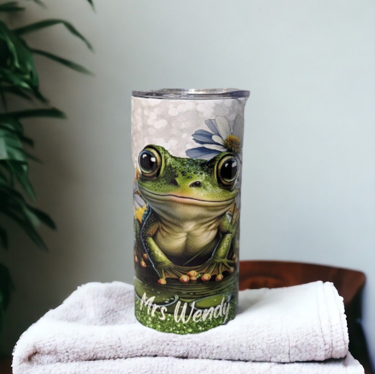 Kids Frog Tumbler 15oz With Reusable Straw, Can Be Personalized