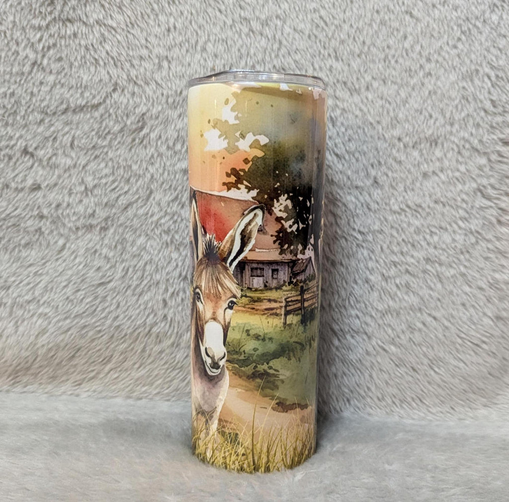 Donkey Tumbler with A Watercolor Design 20oz With Reusable Straw, Can Be Personalized