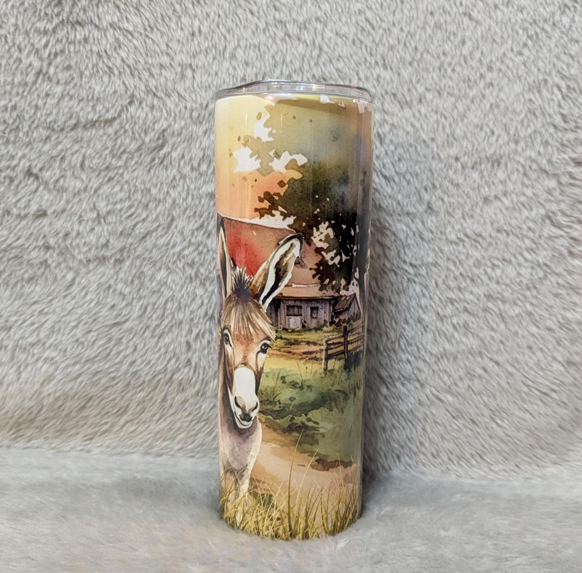 Donkey Tumbler with A Watercolor Design 20oz With Reusable Straw, Can Be Personalized