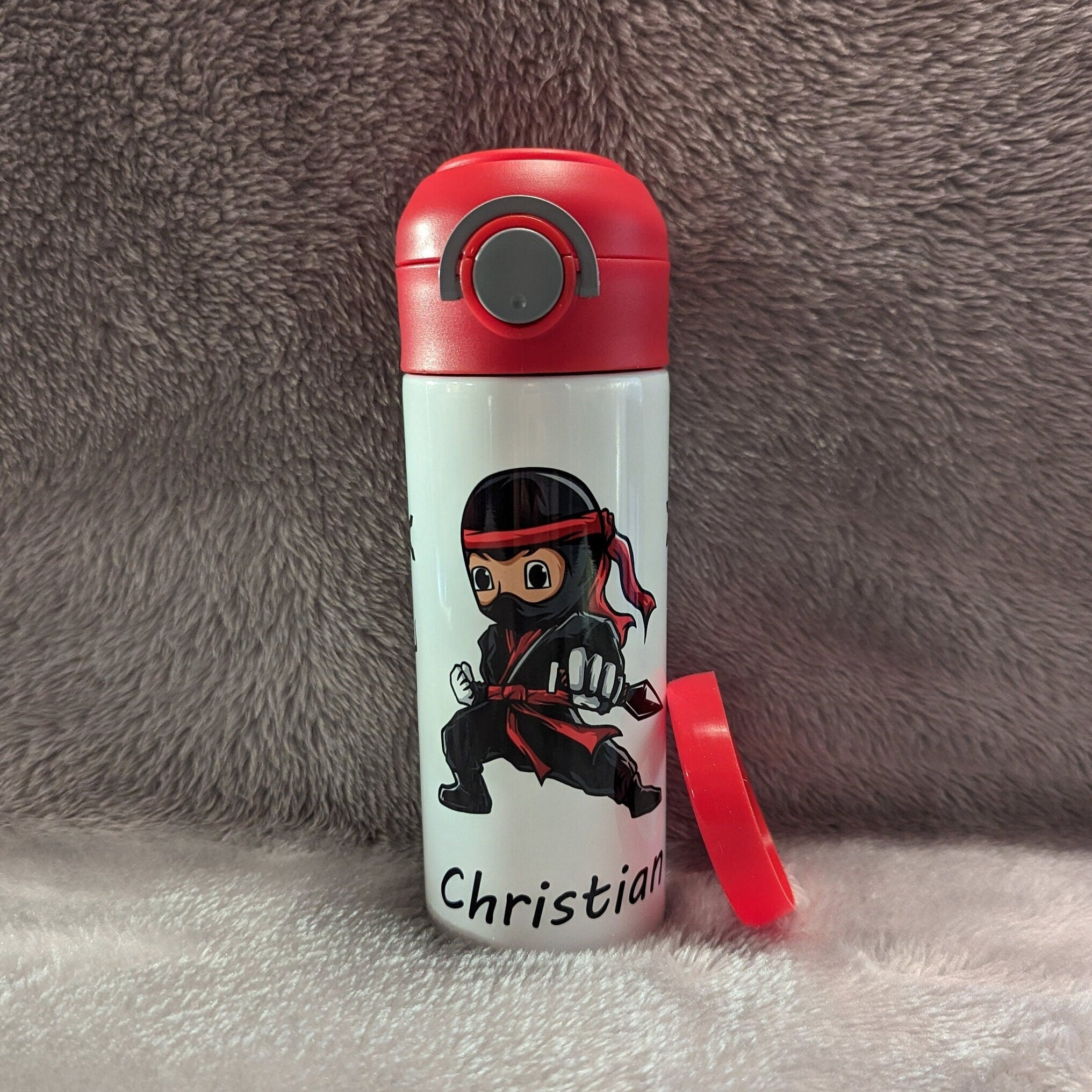 Ninja Water Bottle 12oz With Reusable Straw Can Be Personalized