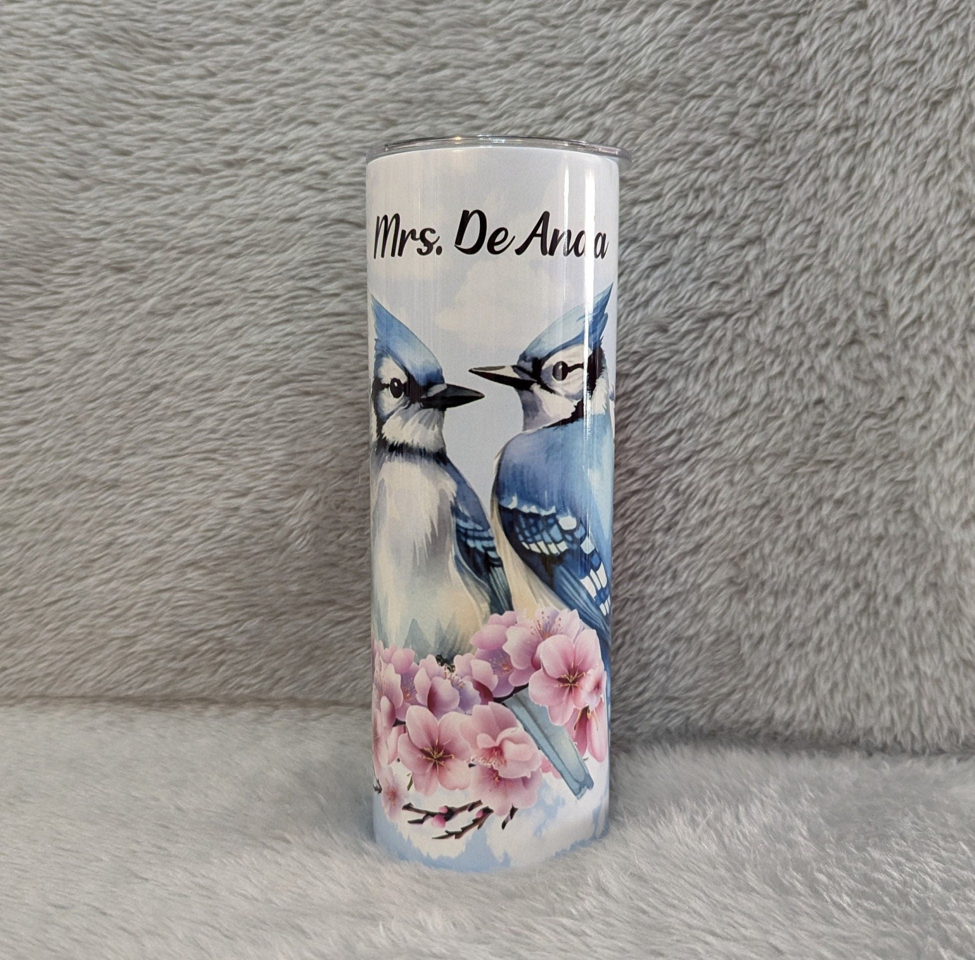 Blue Jay Tumbler 20oz With Reusable Straw, Can Be Personalized