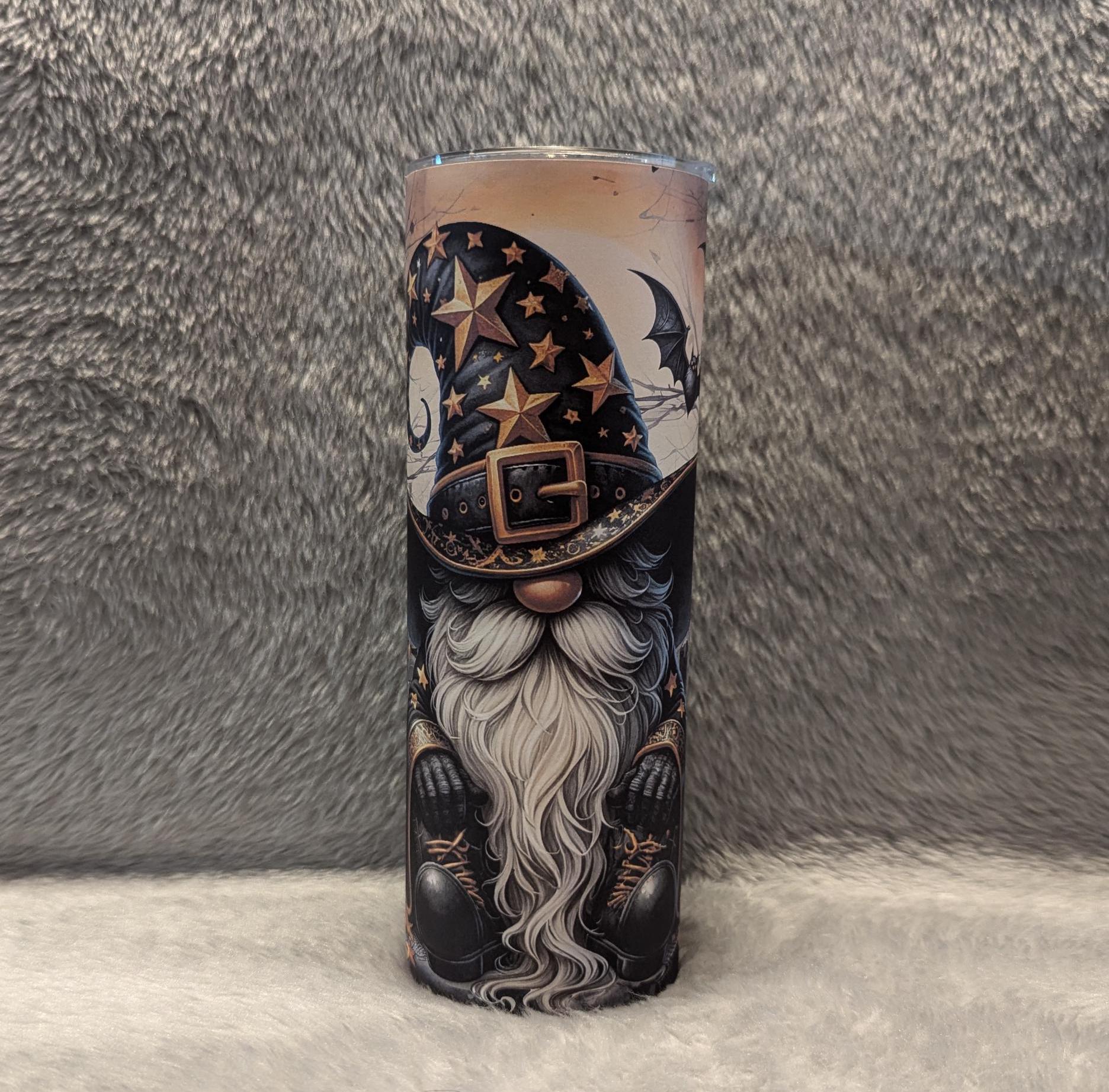 Halloween Gnome Tumbler 20oz With Reusable Straw, Can Be Personalized