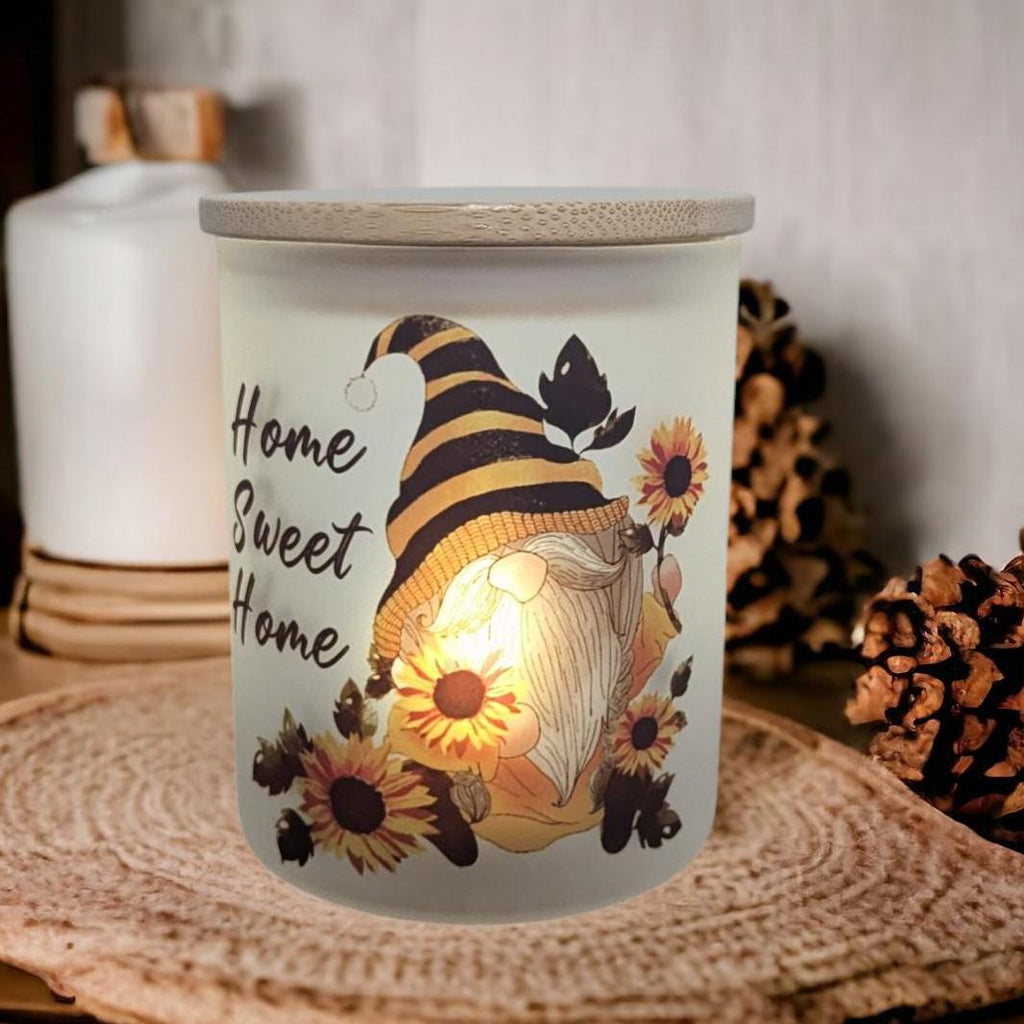 Home Sweet Home Gnome Candle Holder With A Battery Operated Flickering Tea Light