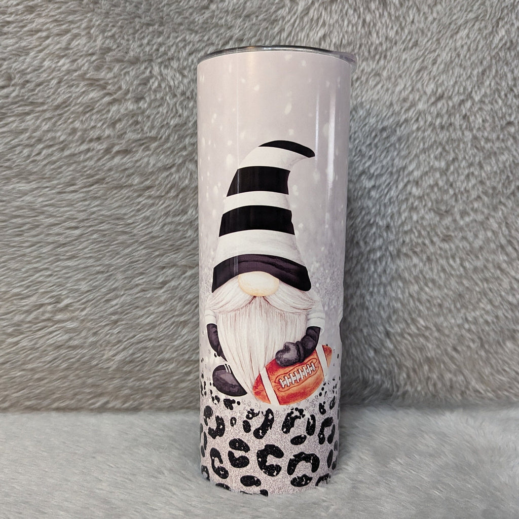 Football Gnome Tumbler 20oz With Reusable Straw, Can Be Personalized