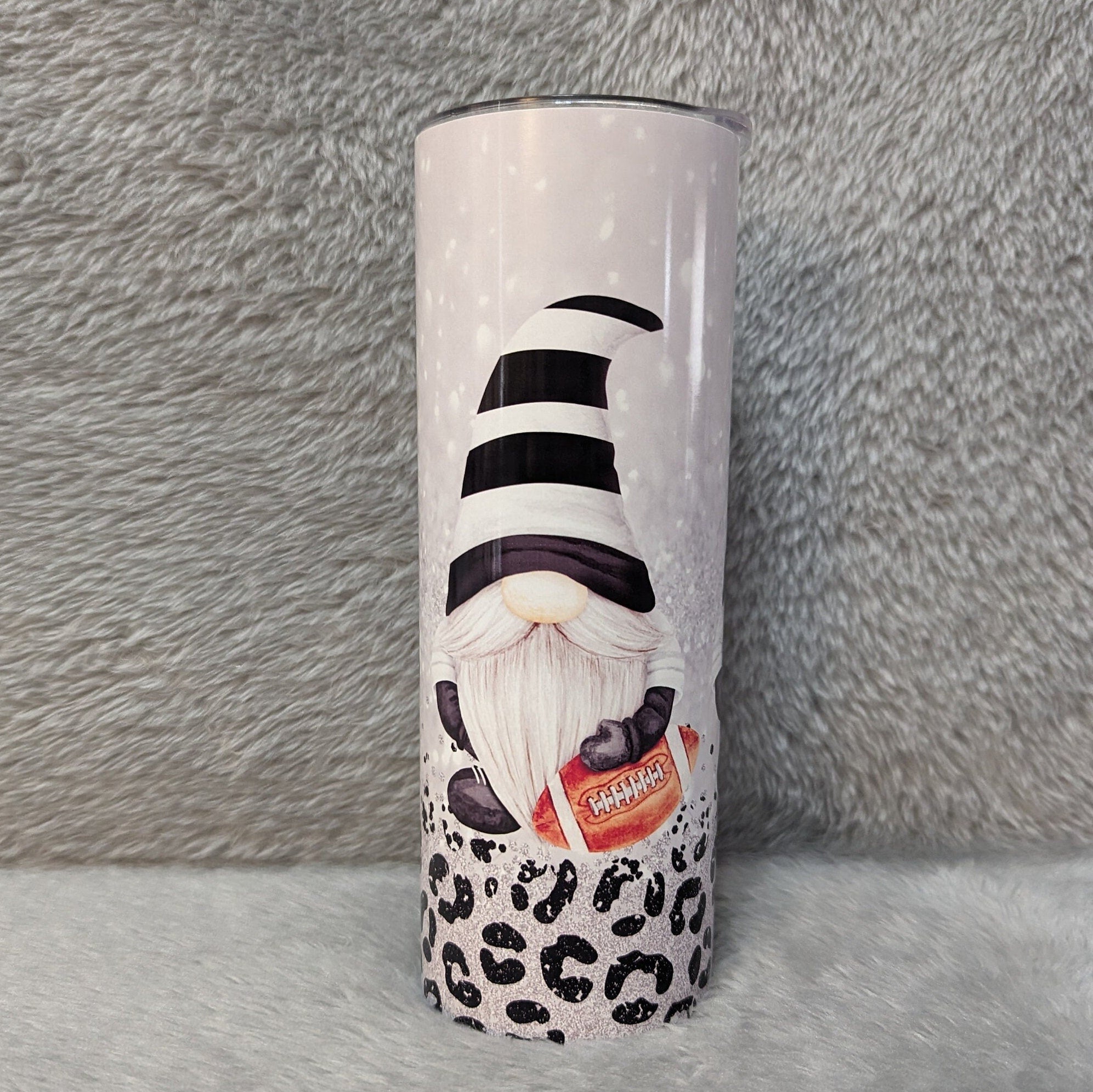 Football Gnome Tumbler 20oz With Reusable Straw, Can Be Personalized